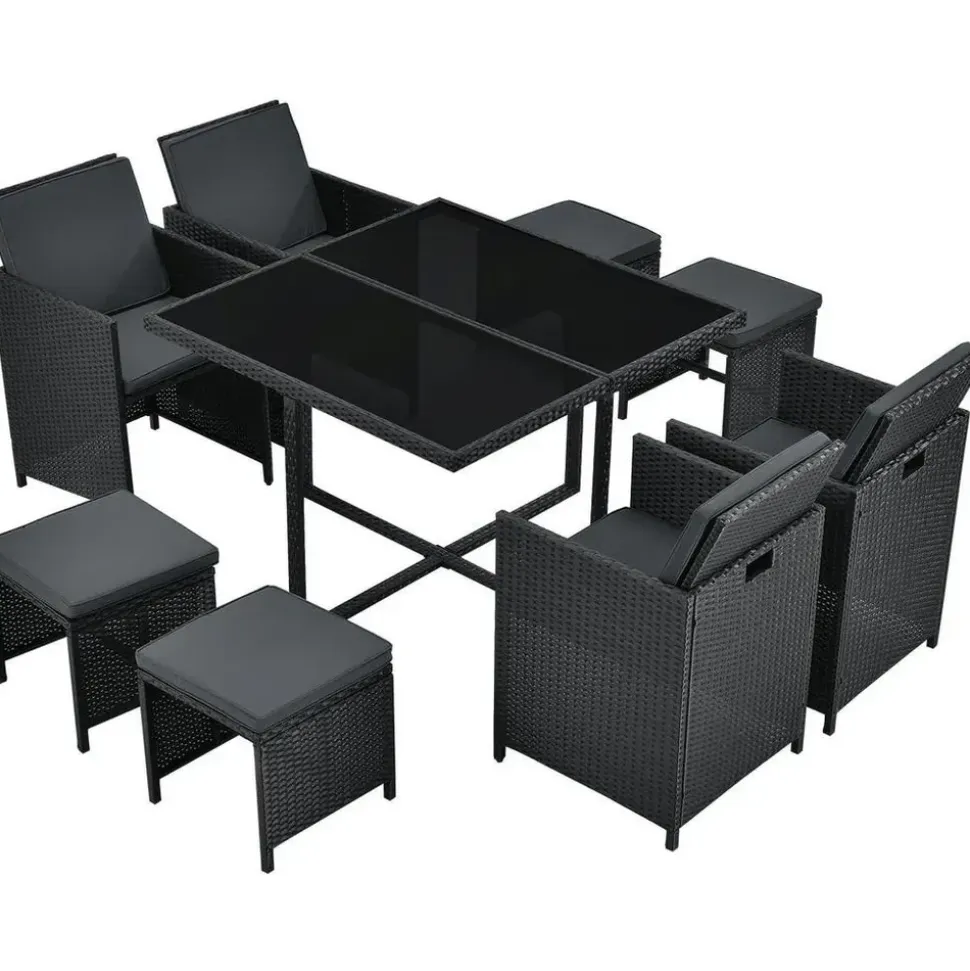 Juskys Baracoa L 9-tlg. schwarz/grau
