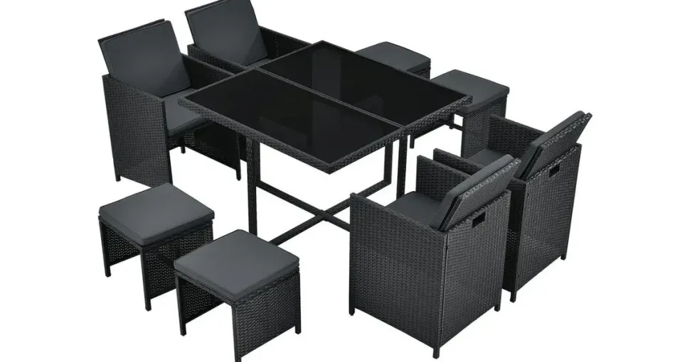 Juskys Baracoa L 9-tlg. schwarz/grau