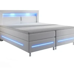 Juskys Boxspringbett Norfolk Weiß 200 x 200 cm