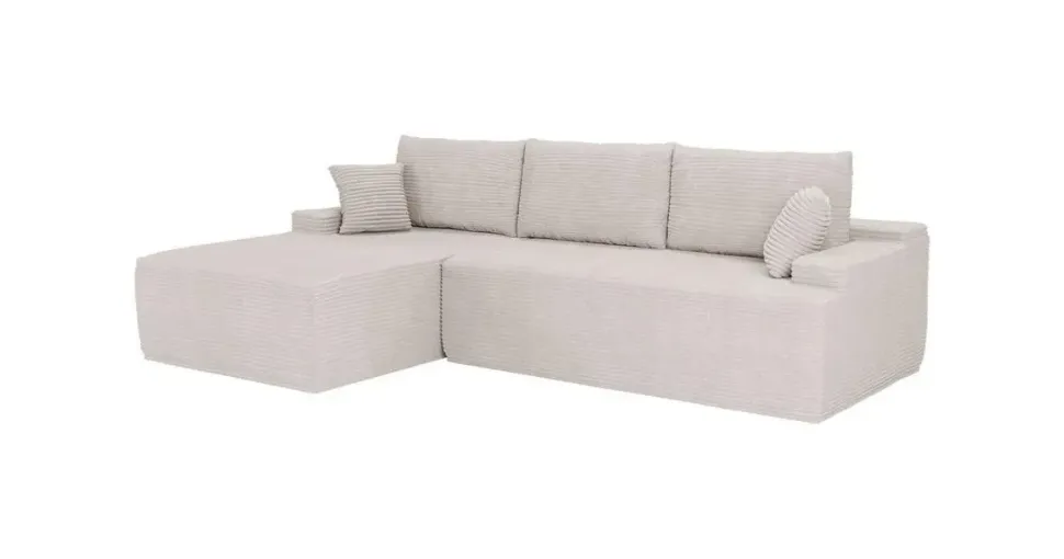 Juskys Eckcouch Cord 3-Sitzer Beige