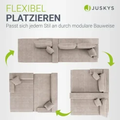 Juskys Eckcouch Cord 3-Sitzer Taupe