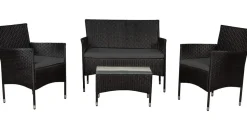 Juskys Fort Myers Polyrattan Gartenmöbel-Set Schwarz/Grau