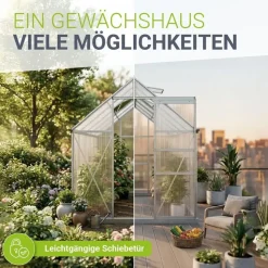 Juskys Gewächshaus Aluminium Silber HKP 4 mm 7,2 m2