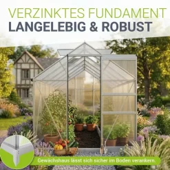 Juskys Gewächshaus Aluminium Silber HKP 4 mm 7,2 m2