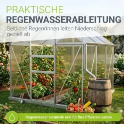 Juskys Gewächshaus Aluminium Grau HKP 4 mm 3,6 m2