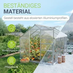 Juskys Gewächshaus Aluminium Grau HKP 4 mm 3,6 m2