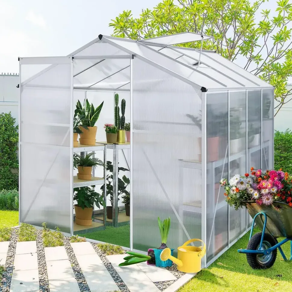 Juskys Gewächshaus Aluminium Silber HKP 4 mm 4,75 m2