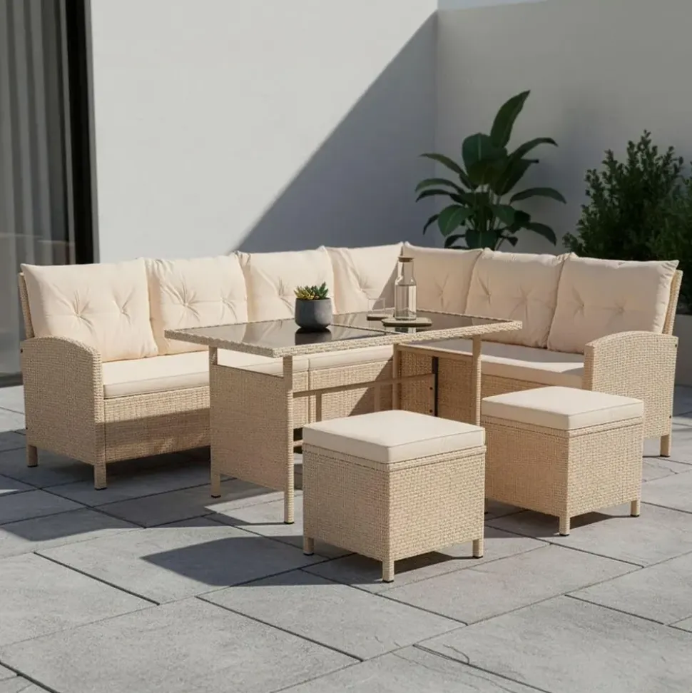 Juskys Manacor Lounge-Set creme/sand