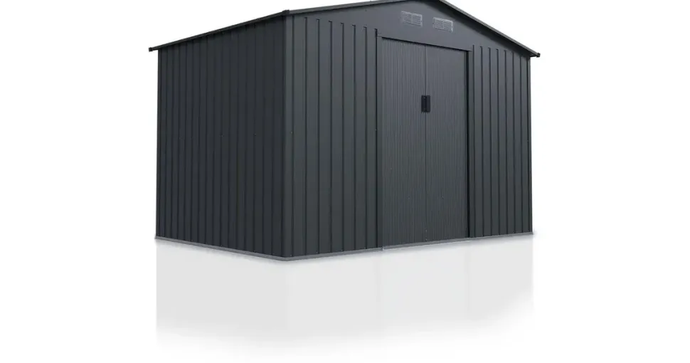 Juskys Metall Geräteschuppen XL Dunkelgrau