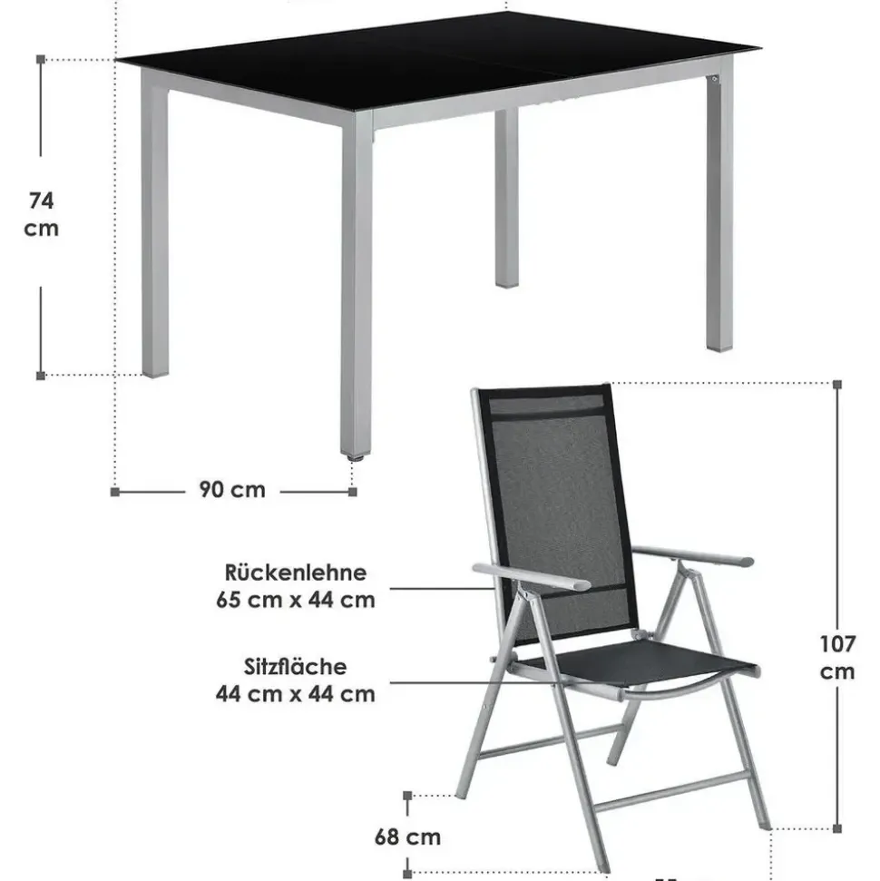 Juskys Milano Set 7-tlg. silbergrau