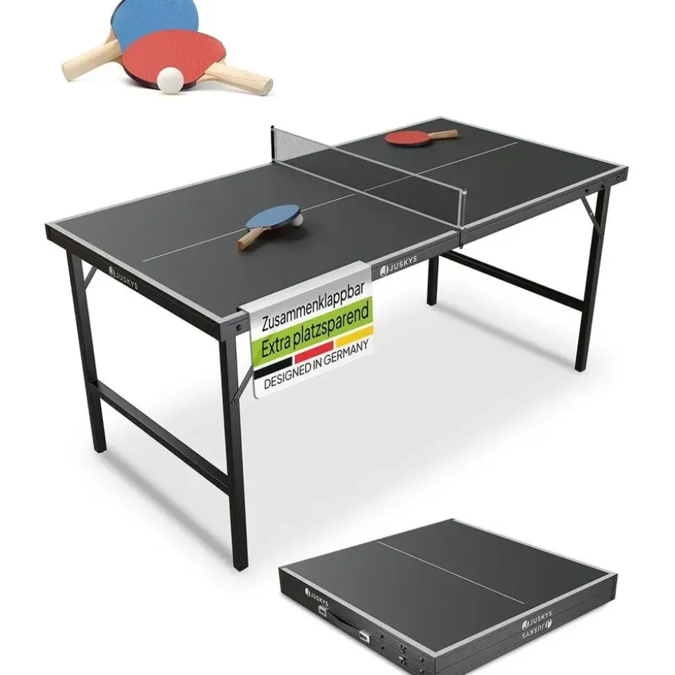 Juskys Mini Tischtennisplatte Flexi Schwarz