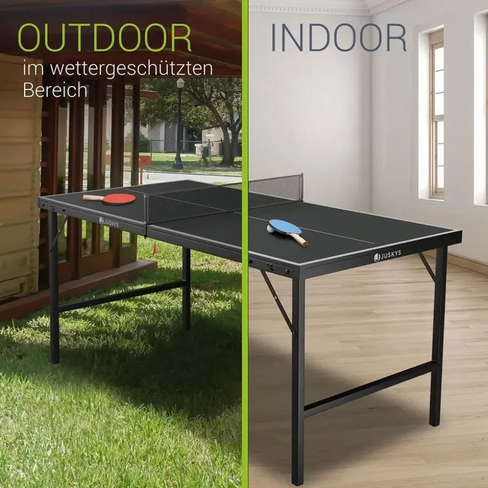 Juskys Mini Tischtennisplatte Flexi Schwarz