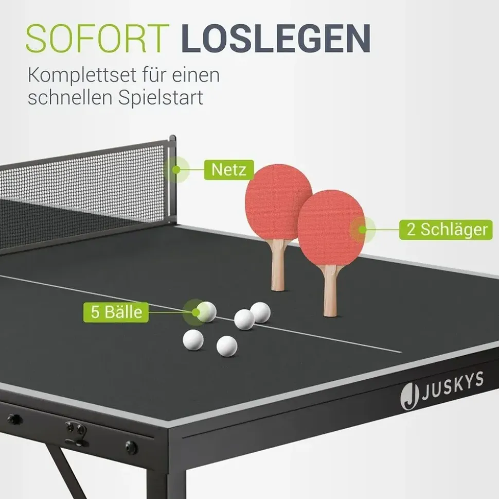 Juskys Mini Tischtennisplatte Flexi Schwarz