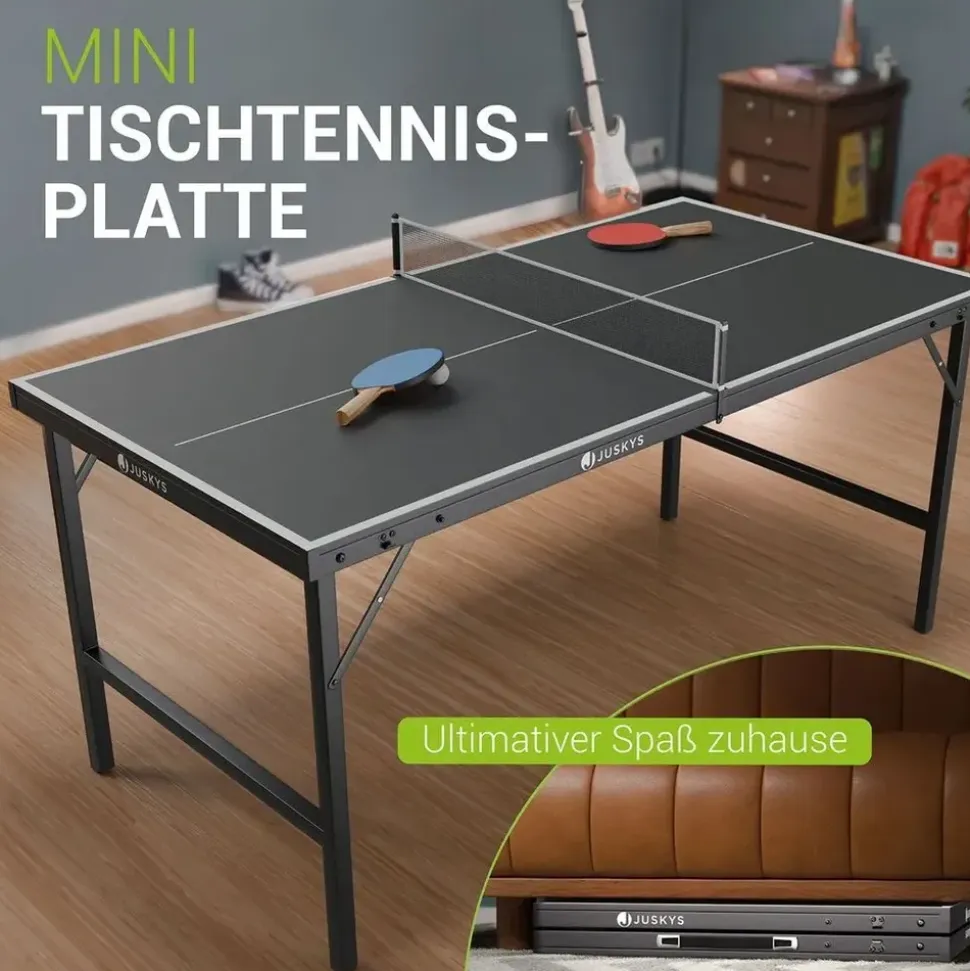 Juskys Mini Tischtennisplatte Flexi Schwarz