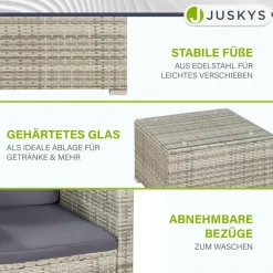 Juskys Punta Cana L Polyrattan Lounge grau meliert/dunkelgrau