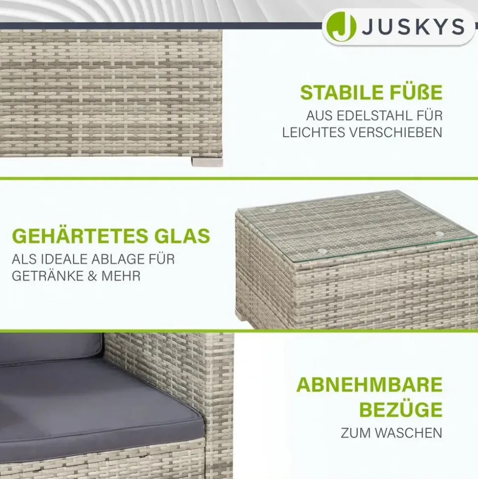 Juskys Punta Cana L Polyrattan Lounge grau meliert/dunkelgrau
