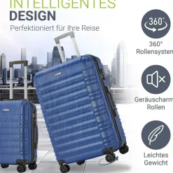 Juskys Rom Koffer-Set 3-tlg. blau