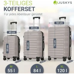 Juskys Rom Koffer-Set 3-tlg. champagner/beige
