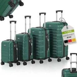 Juskys Rom Koffer-Set 4-tlg. dunkelgrün