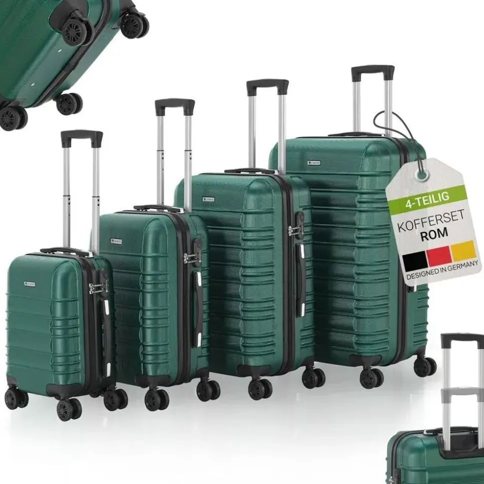 Juskys Rom Koffer-Set 4-tlg. dunkelgrün
