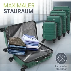 Juskys Rom Koffer-Set 4-tlg. dunkelgrün