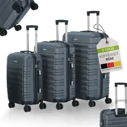 Juskys Rom Koffer-Set 3-tlg. grau