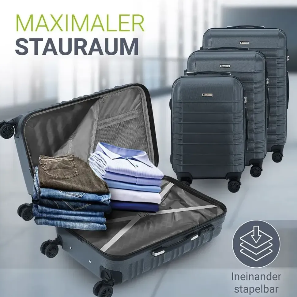 Juskys Rom Koffer-Set 3-tlg. grau