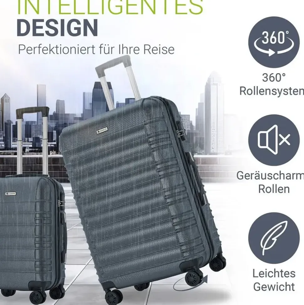 Juskys Rom Koffer-Set 3-tlg. grau