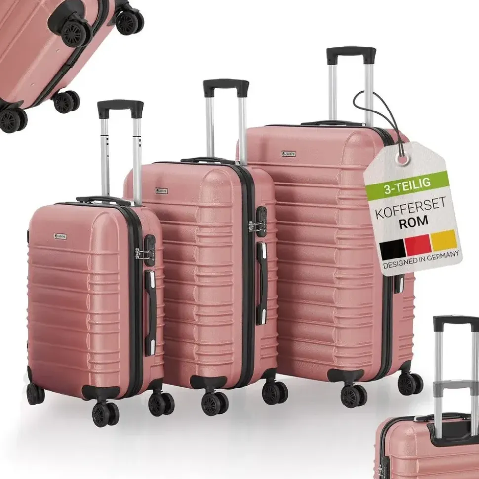 Juskys Rom Koffer-Set 3-tlg. rosa