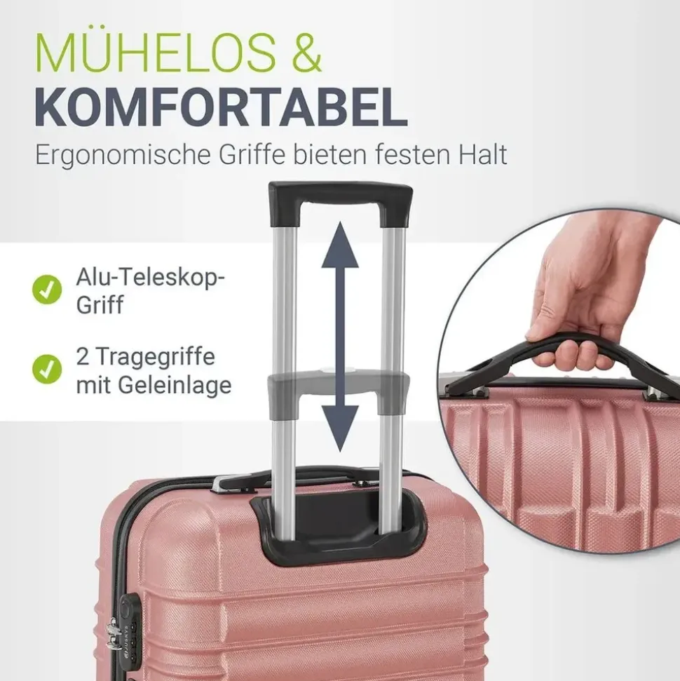 Juskys Rom Koffer-Set 3-tlg. rosa