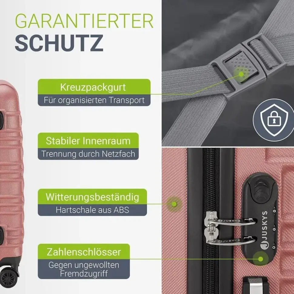 Juskys Rom Koffer-Set 3-tlg. rosa