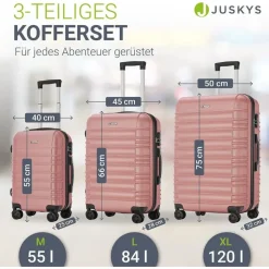 Juskys Rom Koffer-Set 3-tlg. rosa