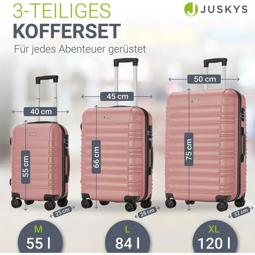 Juskys Rom Koffer-Set 3-tlg. rosa
