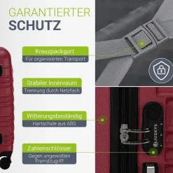 Juskys Rom Koffer-Set 3-tlg. rot
