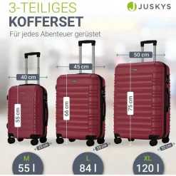 Juskys Rom Koffer-Set 3-tlg. rot