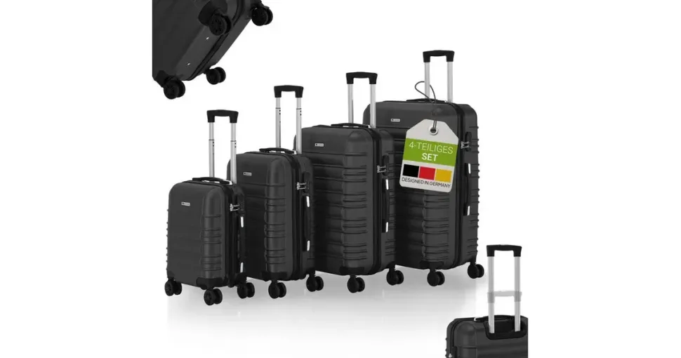 Juskys Rom Koffer-Set 4-tlg. schwarz