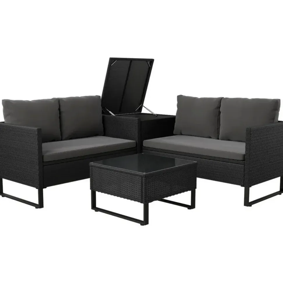 Juskys Santorini Loungeset schwarz/grau