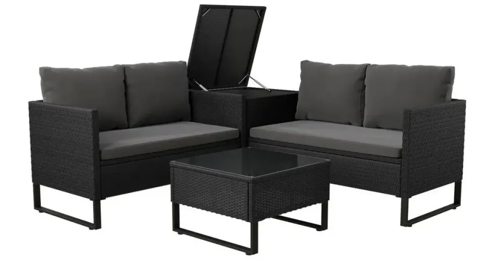 Juskys Santorini Loungeset schwarz/grau