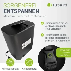 Juskys SpaLuxe 185 x 185 Schwarz/Weiß