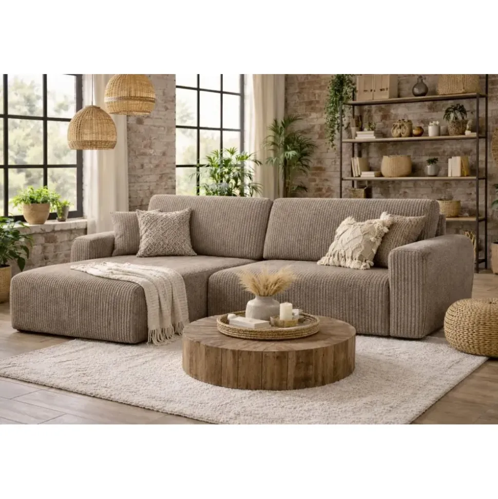 kaiser möbel Ecksofa Cord 2-Sitzer Dunkelbeige