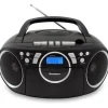 Karcher RR 5042-B tragbares CD Radio/Boombox mit CD-Player und Kassettenspieler Batterie-/Netzbetrieb, AUX-In)