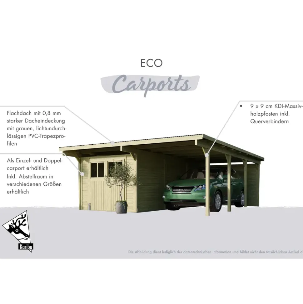 Karibu Eco Carport mit Abstellraum 3 5,09 x 5,76 m kdi