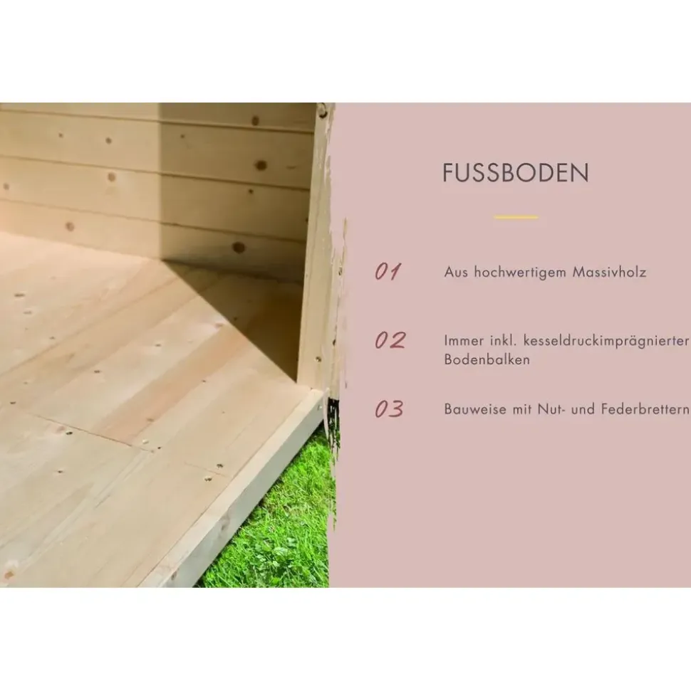 Karibu 38 mm Saunahaus Ares 3 Naturbelassen/Graualuminium ohne Ofen