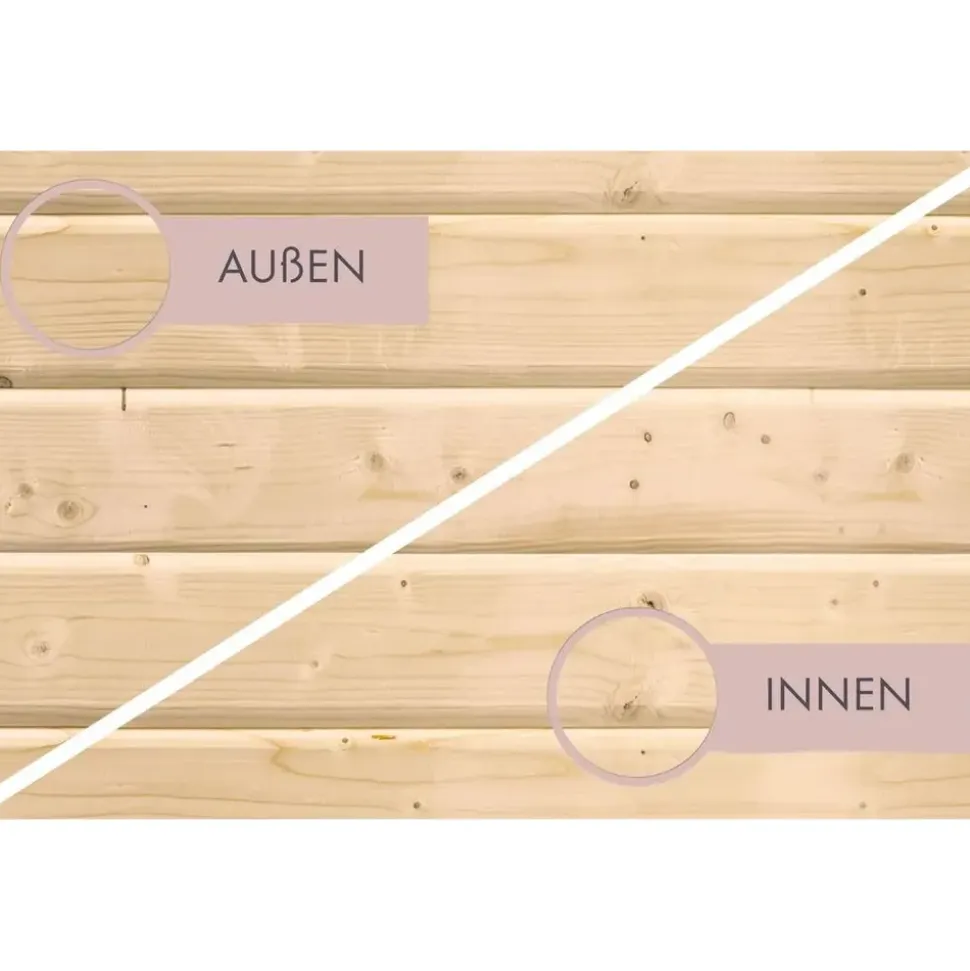 Karibu 38 mm Saunahaus Ares 3 Naturbelassen/Graualuminium ohne Ofen