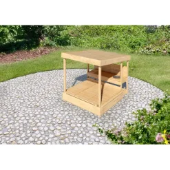 Karibu Sandkasten Max mit Dach und Matschküche naturbelassen