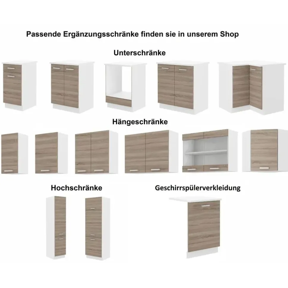 Küchen-Preisbombe Küchenzeile Dave 240 cm Eiche Sonoma Trüffel