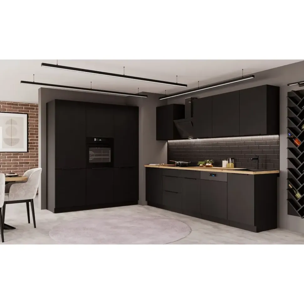 Küchen-Preisbombe Küchenzeile SIENA 280 + 180 cm Schwarz matt