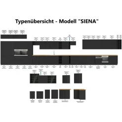 Küchen-Preisbombe Küchenzeile SIENA 280 + 180 cm Schwarz matt