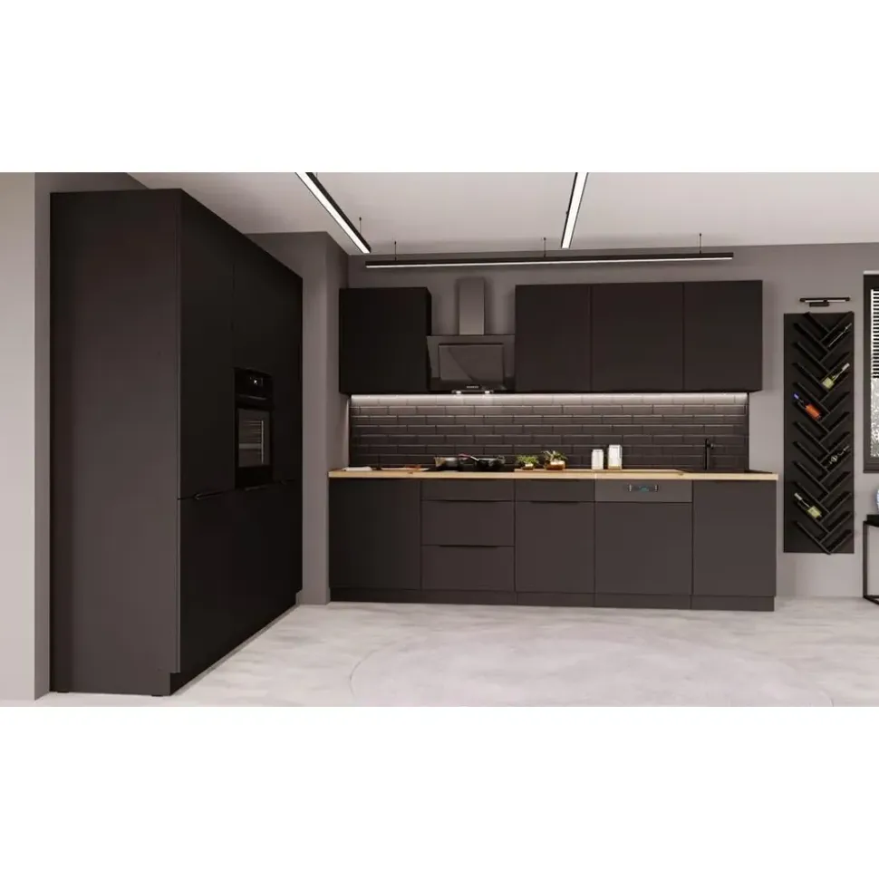 Küchen-Preisbombe Küchenzeile SIENA 280 + 180 cm Schwarz matt