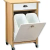 KESPER Küchenwagen "Rollwagen", braun (braun, weiß), B:50cm H:79cm T:37cm, Holzwerkstoff, Rollwagen, Küchenwagen, inkl. 2 entnehmbaren Abfalleimern